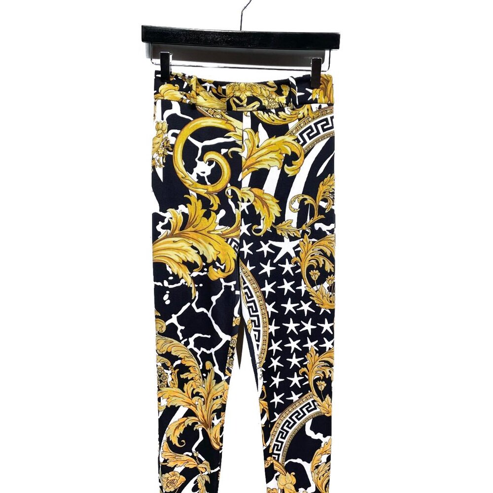 Versace Barocco Hibiscus Print Skinny Pants